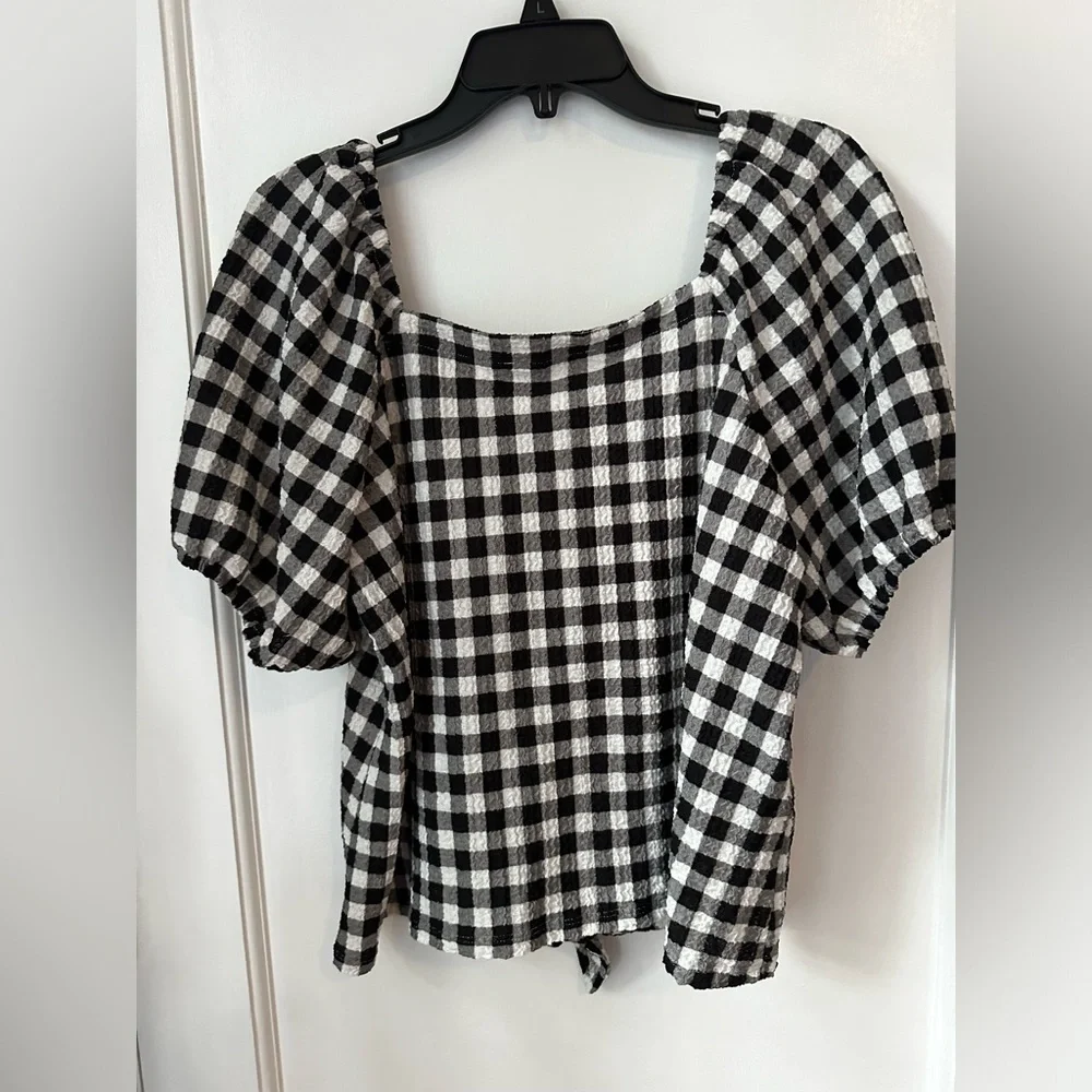 Loft gingham front tie top